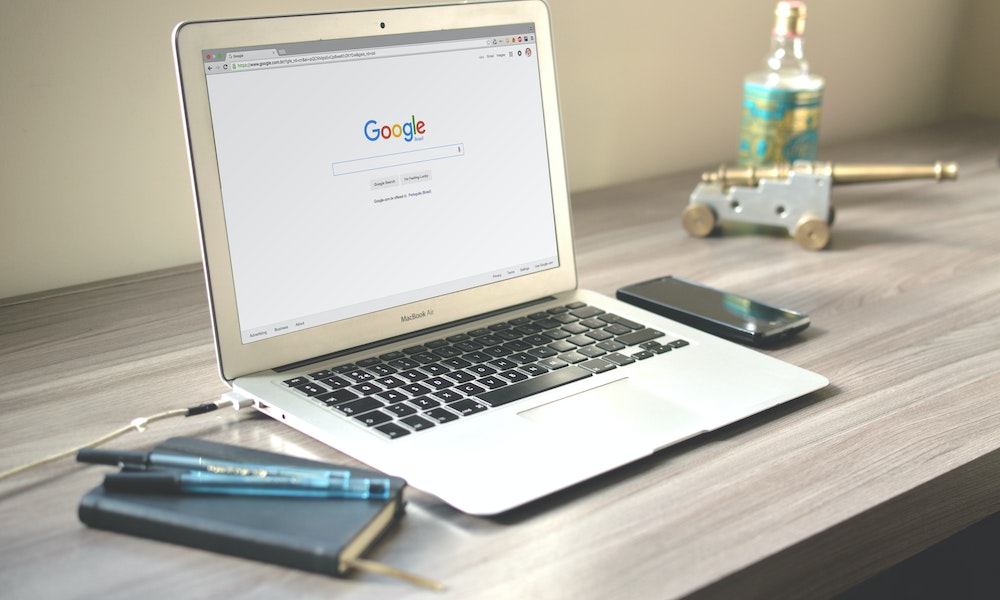 Laptop on a table