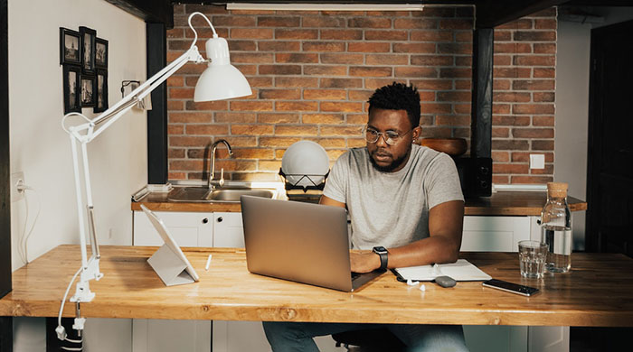 Man working from a home office